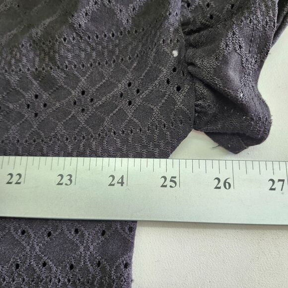 CHICSOUL Eyelet Babydoll Shirt Womens 3X Black 3/4 Sleeves Ruffles Pullover USA - Picture 6 of 8